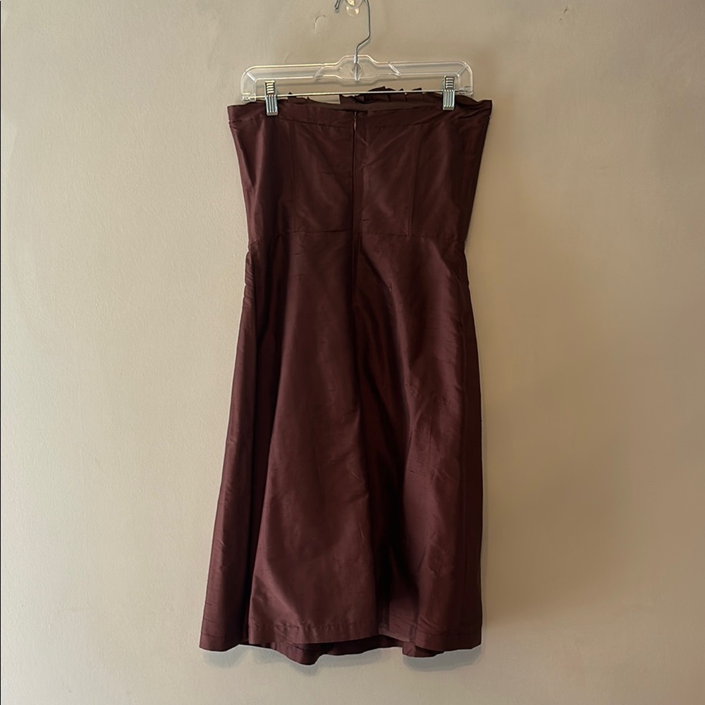 Brown Pleated Strapless A-line Dress for Cocktail - Picture 4 of 8